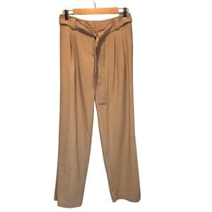 Anthro Maeve Tan Pleated Belted Trouser - size 2